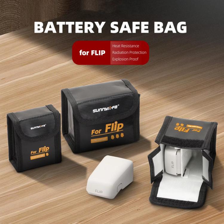 For DJI Flip Sunnylife Battery Explosion Proof Bag Li-ion Safety Storage Bag Flame Retardant Protective Bag Medium (For 2 Batteries)