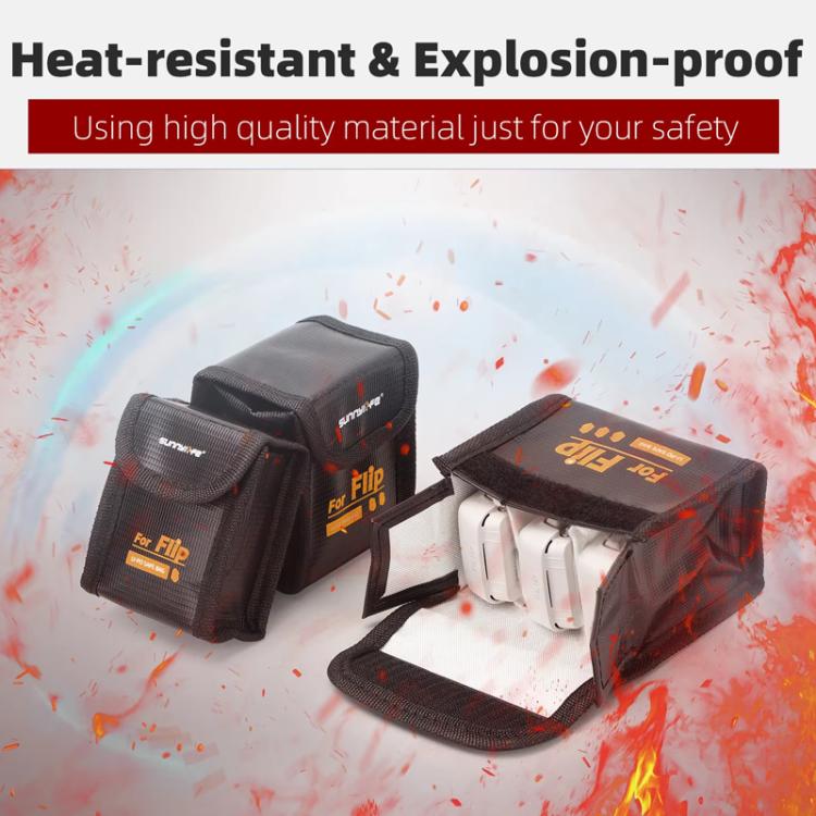 For DJI Flip Sunnylife Battery Explosion Proof Bag Li-ion Safety Storage Bag Flame Retardant Protective Bag Large (For 2 Batteries) - free shipping - PMC TechLife - Order now!