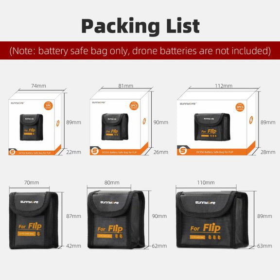 For DJI Flip Sunnylife Battery Explosion Proof Bag Li-ion Safety Storage Bag Flame Retardant Protective Bag Small (For 1 Battery)