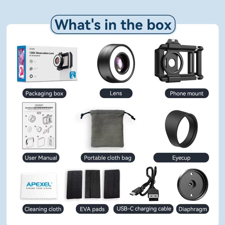 APEXEL APL-MS120 Handheld Identification Repair Quality Inspection Jewelry HD Magnification Mobile Microscope