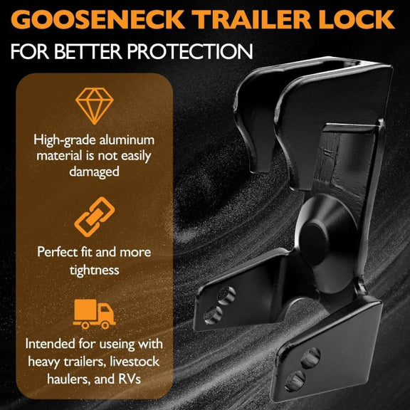 Coupler Gooseneck Hitch Trailer Lock For Heavy Trailer Transporter RV, Color: Silver + Combination Lock