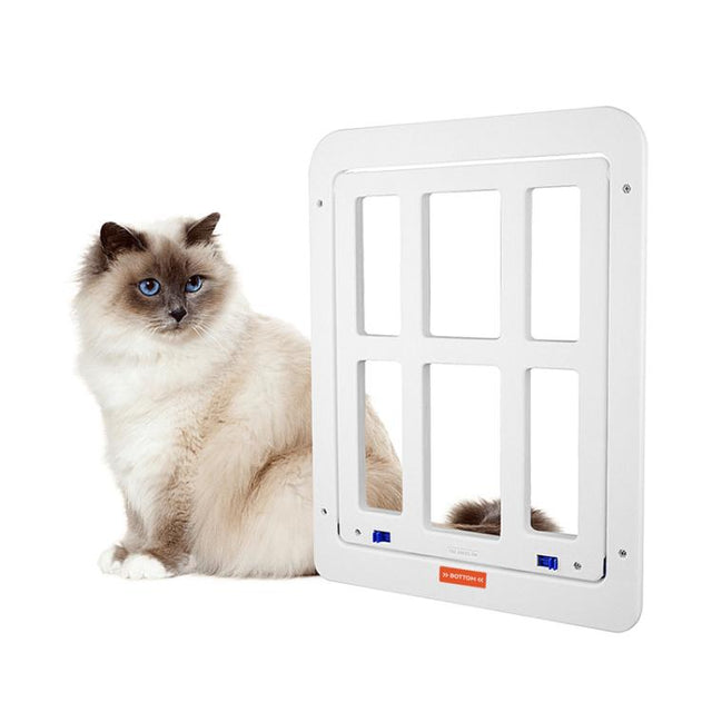 25 x 31.5cm Pet Screen Door Cats And Dogs Free Entry and Exit Lattice Door(White)