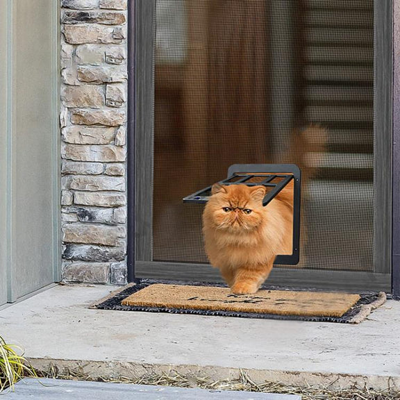25 x 31.5cm Pet Screen Door Cats And Dogs Free Entry and Exit Lattice Door(Black)