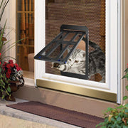25 x 31.5cm Pet Screen Door Cats And Dogs Free Entry and Exit Lattice Door(White)