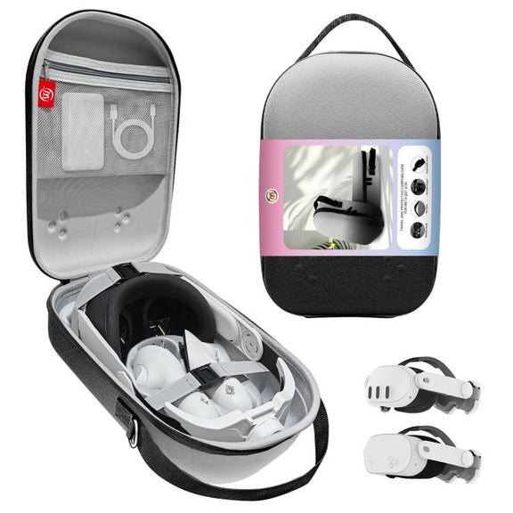 For Meta Quest 3S / 3 VR Headset JYS Storage Bag Handbag(Black and White)