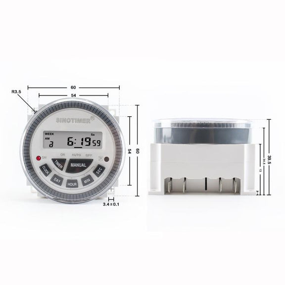SINOTIMER TM-619sH-4 12VDC 10A Digital 7-Day Timer Switch Second Control Timer