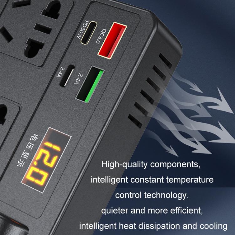 12V24V To 220V Car Multi-Function Inverter Socket Fast Charger(With Digital Display) - Others by PMC Jewellery | Online Shopping South Africa | PMC Jewellery | Buy Now Pay Later Mobicred