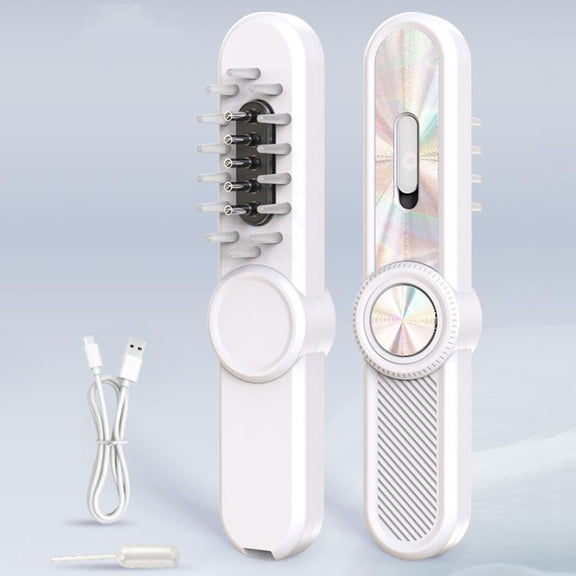 Hair Oil Applicator Roller Ball Red / Blue Light Electric Massage Comb Hair Regrowth Conductive Comb(White)