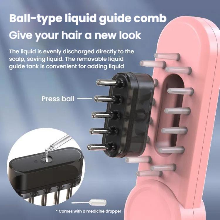 Hair Oil Applicator Roller Ball Red / Blue Light Electric Massage Comb Hair Regrowth Conductive Comb(White)