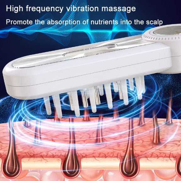 Hair Oil Applicator Roller Ball Red / Blue Light Electric Massage Comb Hair Regrowth Conductive Comb(White)
