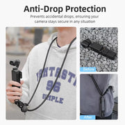 BRDRC Sport Camera Lanyard With 1/4 Inch Screw Anti-Lost Crossbody Lanyard(Pink Rope White Knot)