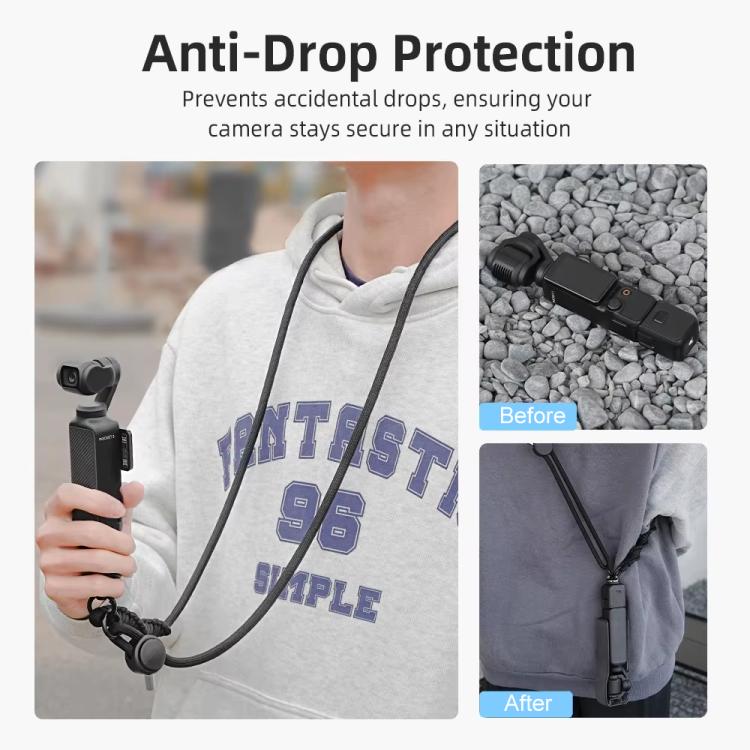 BRDRC Sport Camera Lanyard With 1/4 Inch Screw Anti-Lost Crossbody Lanyard(Black Rope Gray Knot)