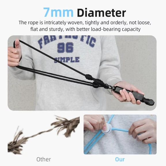 BRDRC Sport Camera Lanyard With 1/4 Inch Screw Anti-Lost Crossbody Lanyard(Black Rope Gray Knot)