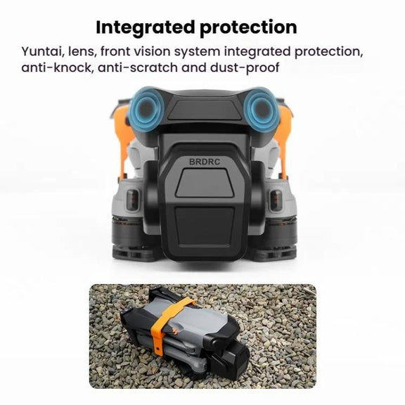 For DJI Air 3S BRDRC Lens Protective Cover Dustproof Anti-Knock Fixed Clip Gimbal Protector(Frosted Black)