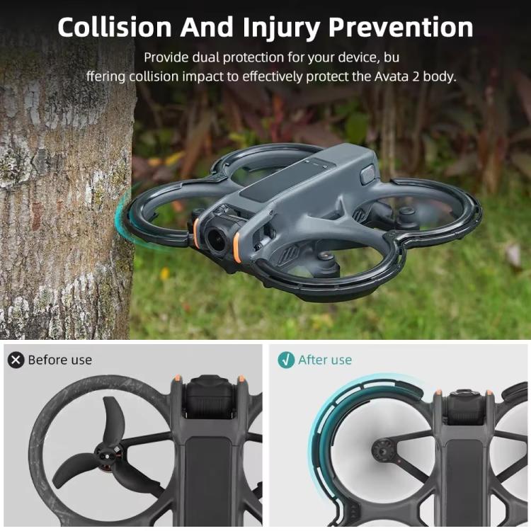 For DJI Avata 2 BRDRC Integrated Paddle Protector One-piece Bumper Ring(Black)