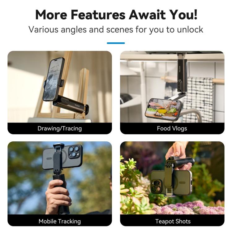 TELESIN P1-HSS-01 Clip Version 3 In 1 Cell Phone Holder Portable Desktop Fixed Bluetooth Remote Control Shooting Support Bracket - free shipping - PMc TechLife - Order now!