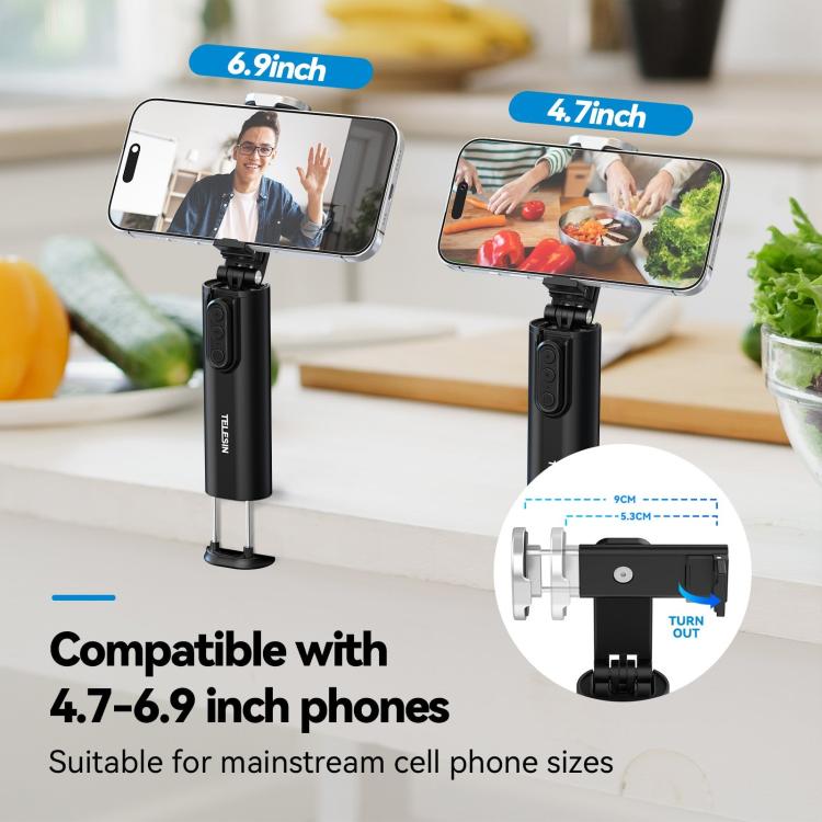 TELESIN P1-HSS-01 Clip Version 3 In 1 Cell Phone Holder Portable Desktop Fixed Bluetooth Remote Control Shooting Support Bracket - free shipping - PMC Jewellery - Order now!