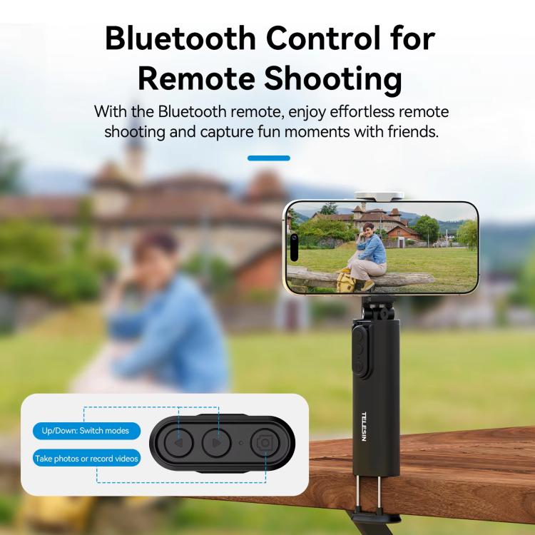 TELESIN P1-HSS-01 Clip Version 3 In 1 Cell Phone Holder Portable Desktop Fixed Bluetooth Remote Control Shooting Support Bracket - free shipping - PMC Jewellery - Order now!