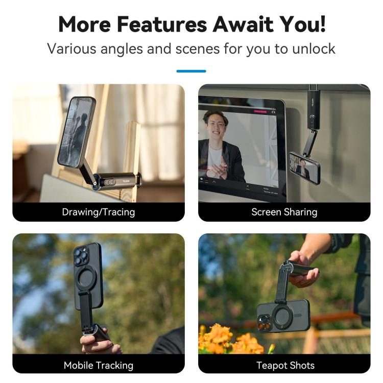 TELESIN P1-HSS-02 Magnet Version Remote Control Travel Photo Cell Phone Holder Desktop Fixed Lazy Magnetic Holder - Desktop Holder by TELESIN | Online Shopping South Africa | PMC Jewellery | Buy Now Pay Later Mobicred