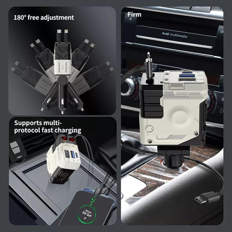 A1 Car 4 In 1 Digital Fast Charger With Retractable Cable(White) - free shipping - PMc TechLife - Order now!