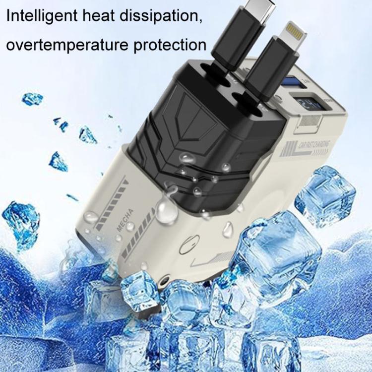 A1 Car 4 In 1 Digital Fast Charger With Retractable Cable(White) - free shipping - PMc TechLife - Order now!