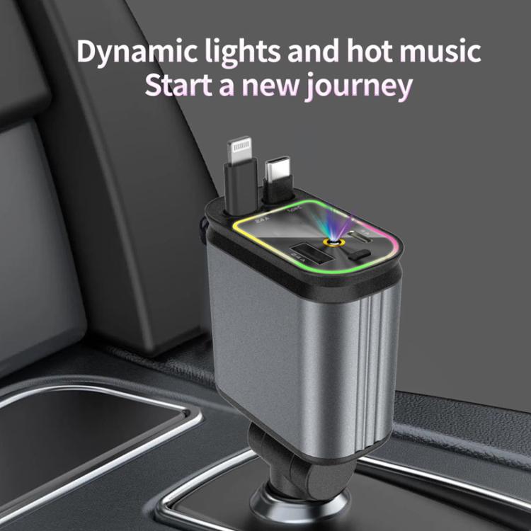 C3 Car Star Spotlight 4 In 1 Charger With Retractable Cable(Dark Gray) - free shipping - PMc TechLife - Order now!