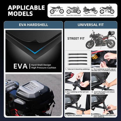 Rhinowalk MT2335 23L-35L Expandable Large-capacity EVA Hard Shell Motorcycle Tail Bag(Carbon Fiber) - free shipping - PMC Jewellery - Order now!
