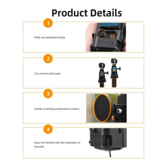 4pcs /Set For DJI Osmo Pocket 3 Flymile Magnetic Bracket Fixed Base Back Clip Adapter Bezel Accessories