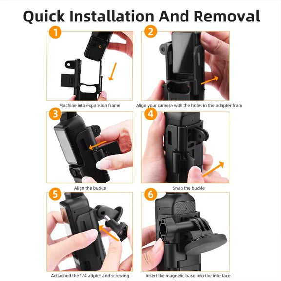 4pcs /Set For DJI Osmo Pocket 3 Flymile Magnetic Bracket Fixed Base Back Clip Adapter Bezel Accessories