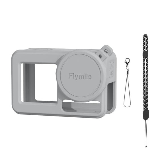 For DJI Osmo Action 3 / 4 / 5 Pro Flymile Silicone Cover Sport Camera Lens Drop Cases(Gray)