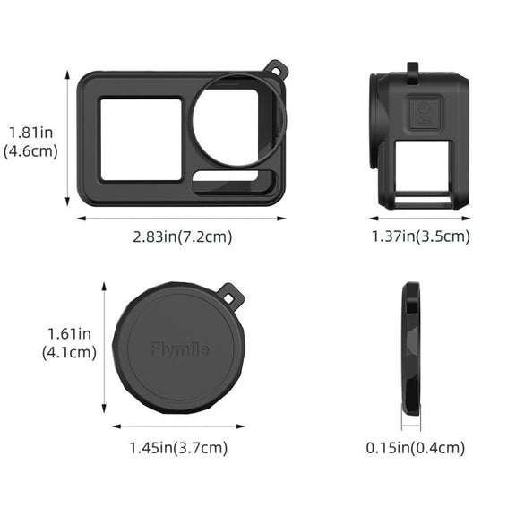 For DJI Osmo Action 3 / 4 / 5 Pro Flymile Silicone Cover Sport Camera Lens Drop Cases(Black)