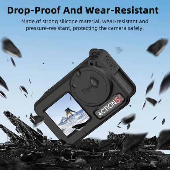 For DJI Osmo Action 3 / 4 / 5 Pro Flymile Silicone Cover Sport Camera Lens Drop Cases(Gray)