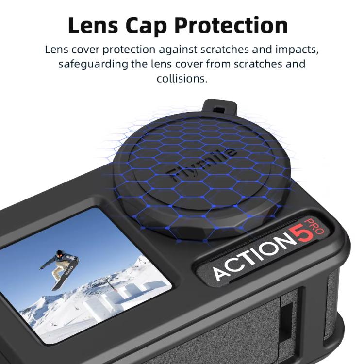 For DJI Osmo Action 3 / 4 / 5 Pro Flymile Silicone Cover Sport Camera Lens Drop Cases(Gray)