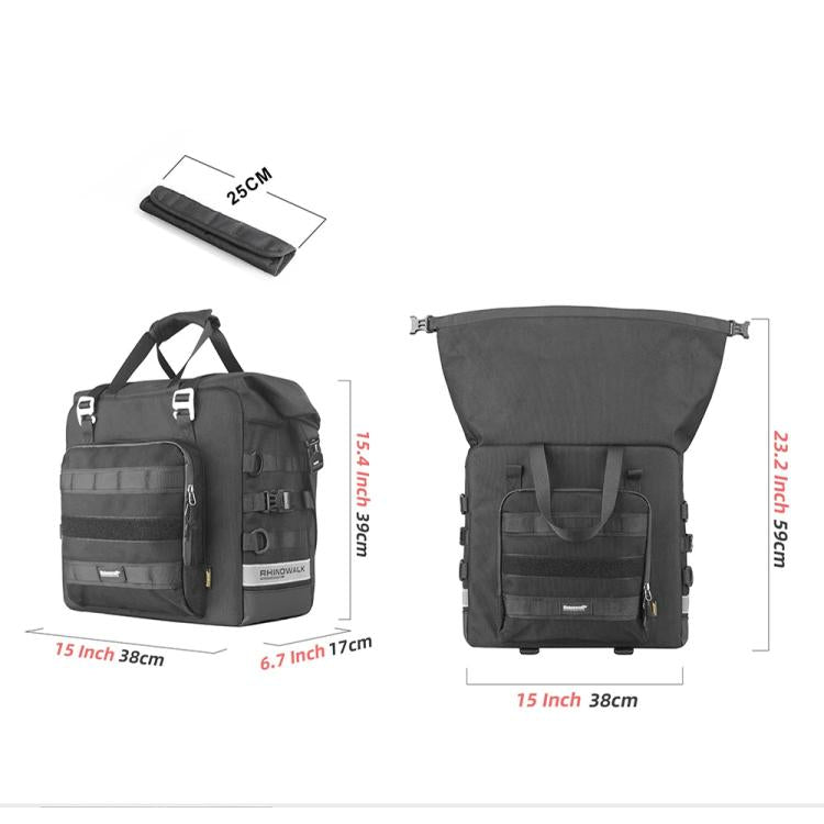 Rhinowalk MTR2050 25L-32L Expandable Large Capacity Quick-release Motorcycle Side Bag(Black) - free shipping - PMC Jewellery - Order now!