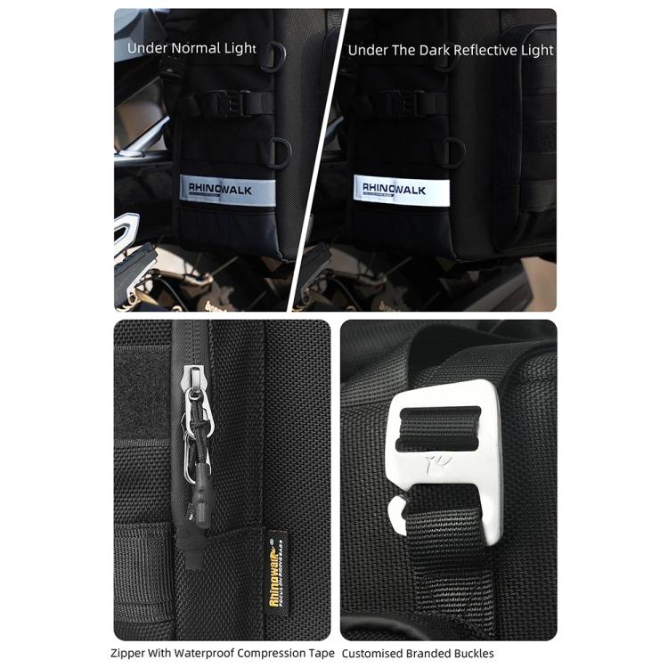 Rhinowalk MTR2050 25L-32L Expandable Large Capacity Quick-release Motorcycle Side Bag(Black) - free shipping - PMC Jewellery - Order now!