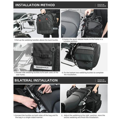 Rhinowalk MTR2050 25L-32L Expandable Large Capacity Quick-release Motorcycle Side Bag(Black) - free shipping - PMC Jewellery - Order now!