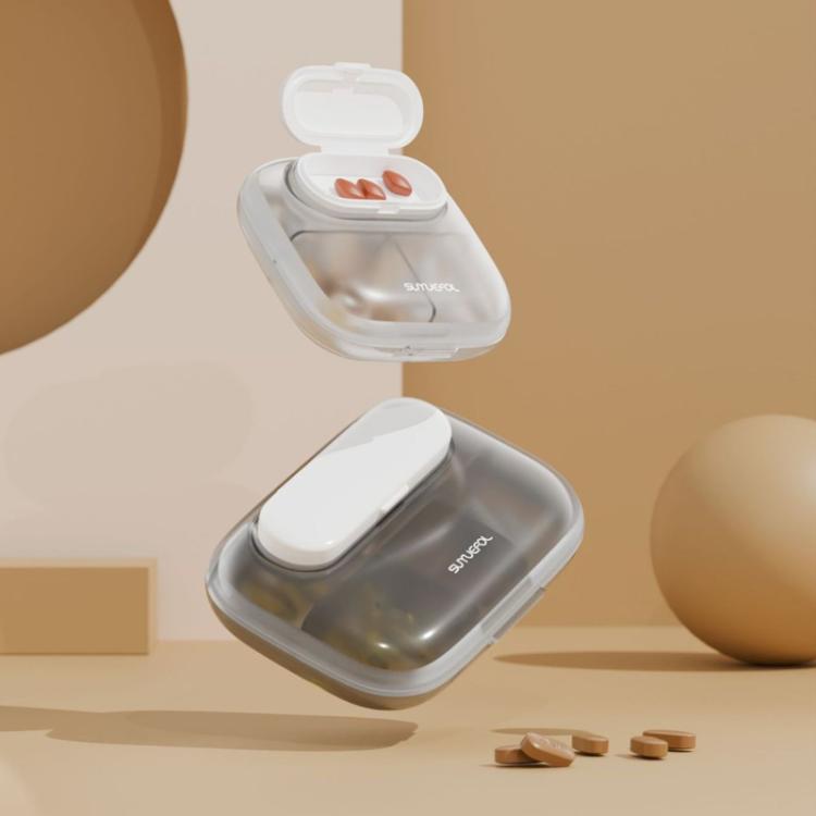 Portable Pill Box Dispenser Sealed Large Capacity Seven Days a Week Medication Organizer, Color: 4 Grids White