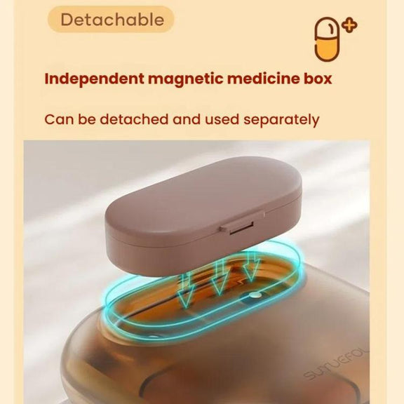 Portable Pill Box Dispenser Sealed Large Capacity Seven Days a Week Medication Organizer, Color: 6 Grids Gray