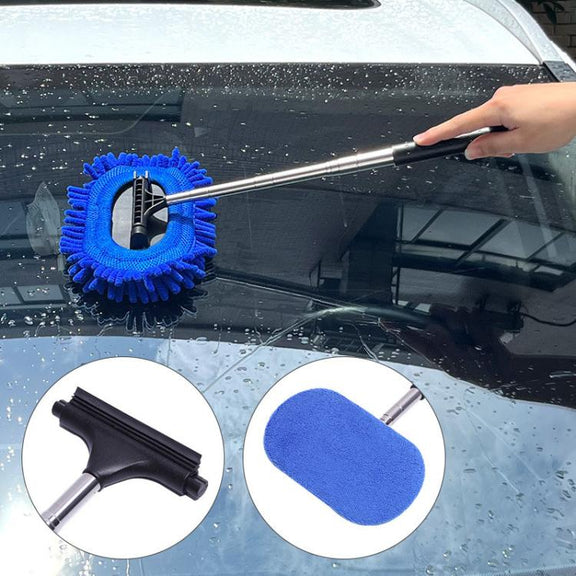 Retractable Windshield Cleaning Brush Scrubbing And Defogging 3 In 1 Car Wash Kit(Blue)