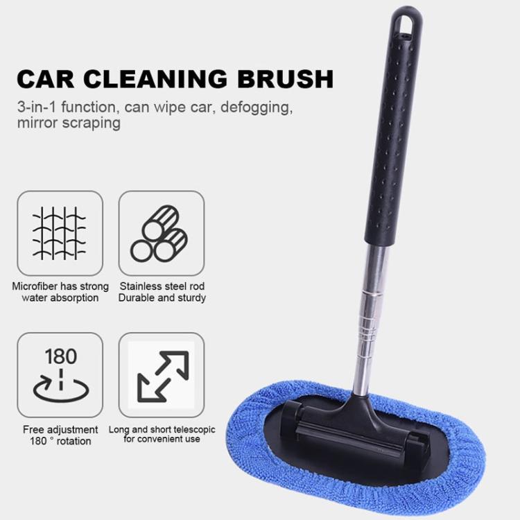 Retractable Windshield Cleaning Brush Scrubbing And Defogging 3 In 1 Car Wash Kit(Blue) - Car washing supplies by PMC Jewellery | Online Shopping South Africa | PMC Jewellery | Buy Now Pay Later Mobicred