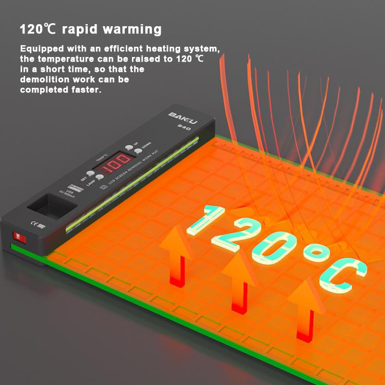 BAKU BA-940 16-inch LCD Screen Removal Work Mat With Heating System and Dust Lighting US Plug - free shipping - PMC TechLife - Order now!