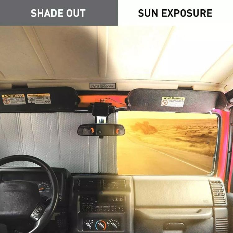 51.9 x 16.1inch For Jeep 2007-2017 Wrangler JK Car Front Windshield Sunshade(Black+Silver) - Window Foils & Solar Protection by PMc TechLife | Online Shopping South Africa | PMc TechLife | Buy Now Pay Later Mobicred