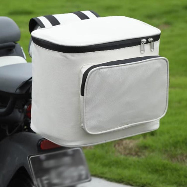 Electrical Motorcycle Water-resistant Rear Backrest Hanging Bag Large Capacity Helmet Storage Bag(White)