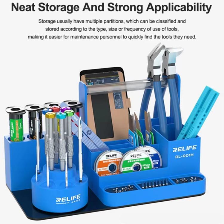 RELIFE RL-001H Rotary Organizer Cell Phone Repair Tool Parts Screwdriver Storage Rack(Blue) - free shipping - PMC TechLife - Order now!