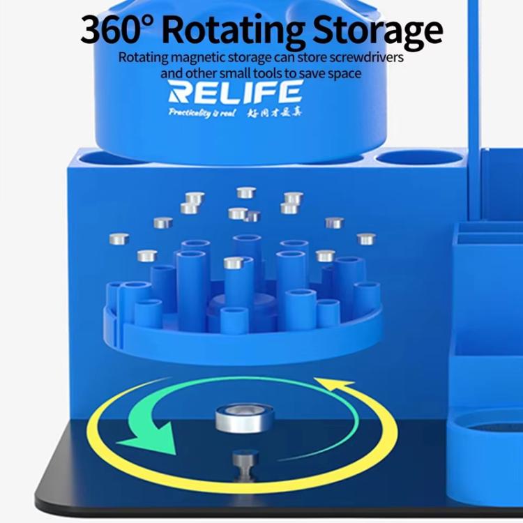 RELIFE RL-001H Rotary Organizer Cell Phone Repair Tool Parts Screwdriver Storage Rack(Gray) - free shipping - PMC TechLife - Order now!