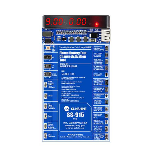 SUNSHINE SS-915 For iPhone Android Mobile Phone Repair Battery Charging Activation Board V9 Battery Test Activation Board Tool - free shipping - PMC Jewellery - Order now!