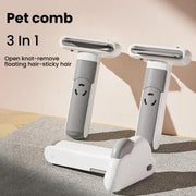 3-in-1 Pet Grooming Comb Sticky Roller for Cats and Dogs, Removes Loose Hair, Detangles, Spec: Large Curved