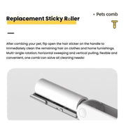 3-in-1 Pet Grooming Comb Sticky Roller for Cats and Dogs, Removes Loose Hair, Detangles, Spec: Large Straight