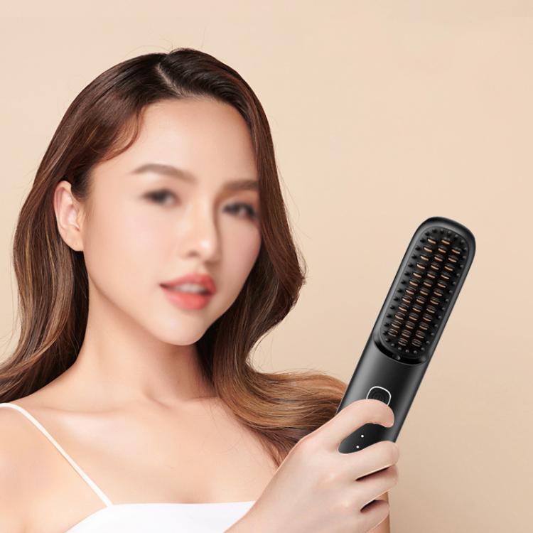 Negative Ion Hair Care Wireless Hair Straightener Portable Straight and Curly Hair Straightener(Ivory White)