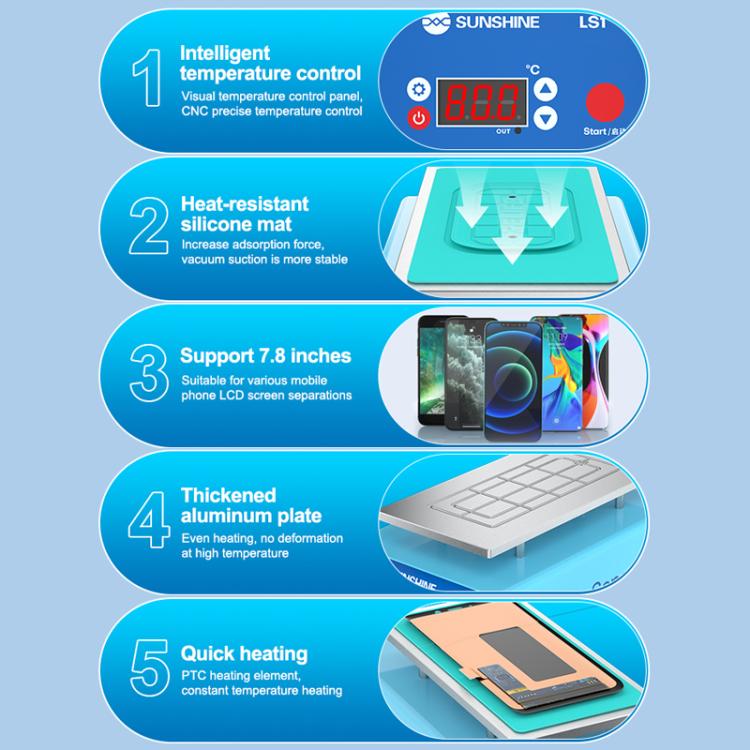 SUNSHINE LS1 Mobile Phone LCD Screen Repair Heated Separator Curved Straight Screen Frame Removal Machine - free shipping - PMC Jewellery - Order now!
